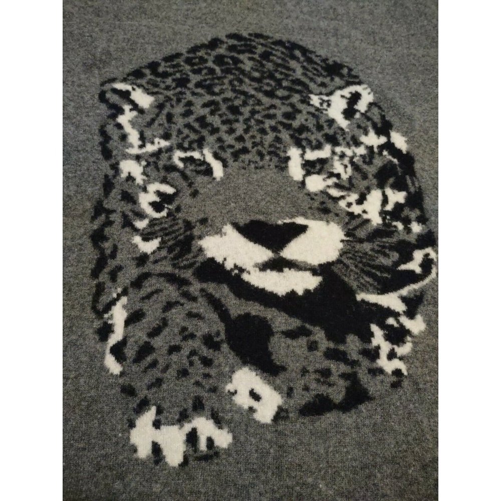 Olga de Polga Gray Wool Blend Jumper Sweater Dress Sz 10 Cheetah Oversize
